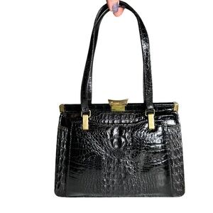 Vintage 50s Genuine Alligator Handbag & Wallet Structured Shoulder Bag
